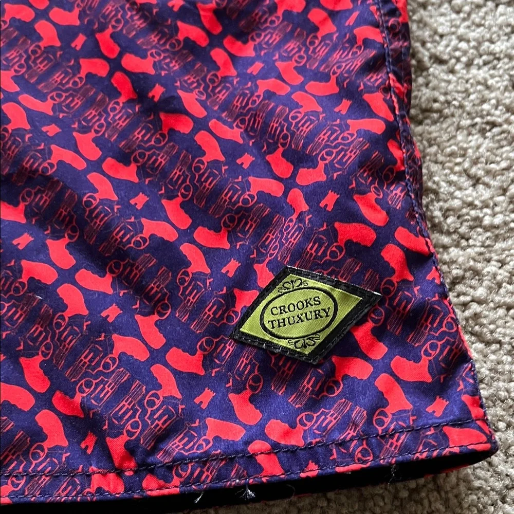 Navy and Red Men’s Crook & Castles Board Shorts Size 42